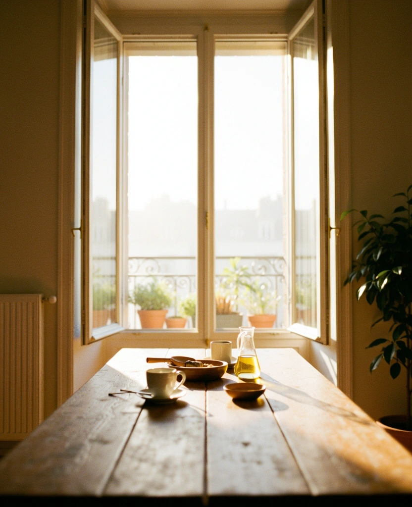 Fenêtre ouverte sur un matin lumineux à Rouen